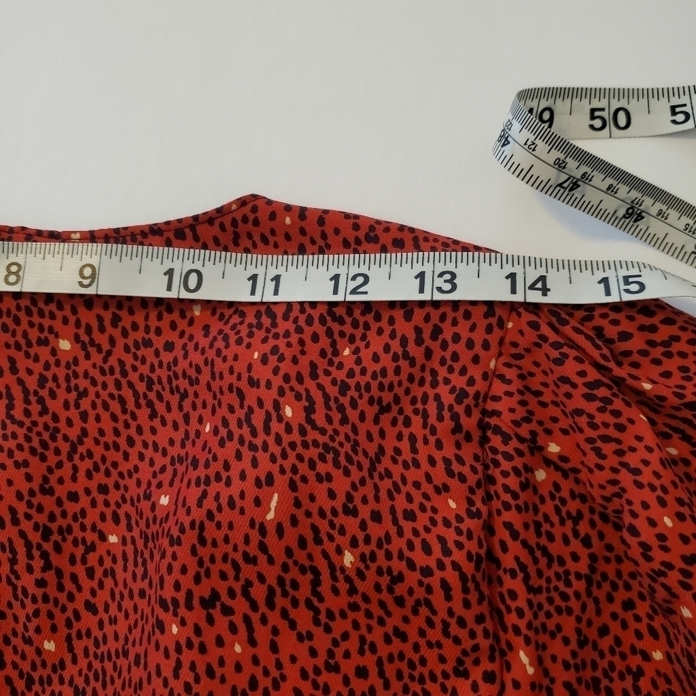 Zara Print Ruched Deep V-Neck Dress Sz L - Picture 7 of 8